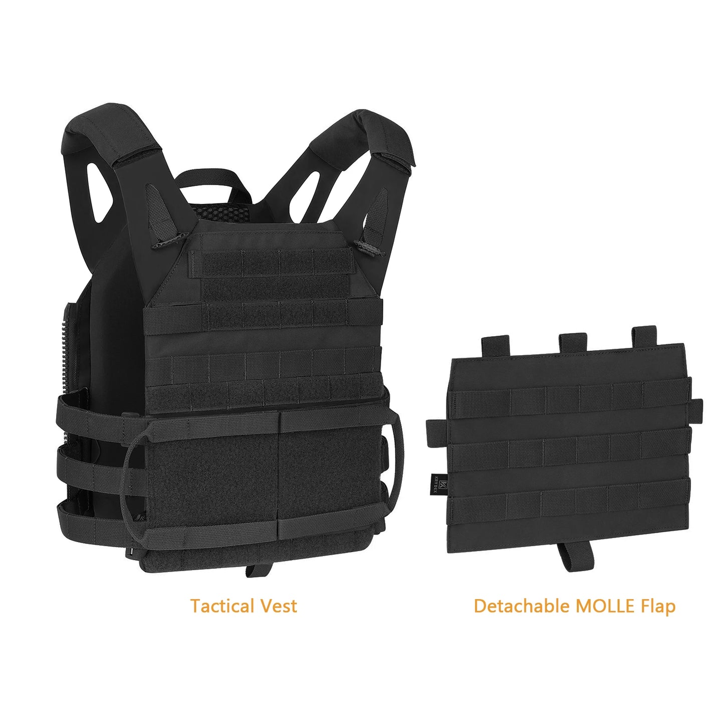 KRYDEX 500D Nylon Tactical Vest Jumpable Plate Carrier MOLLE Front Flap Panel Backpack Hunting Ranger Green Camo Men's Vest