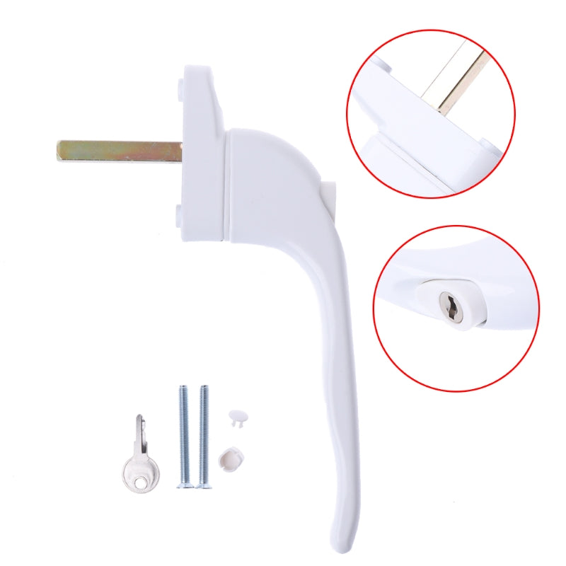 UPVC White Universal Espag Window Handle - Key Locking For Double Glazing