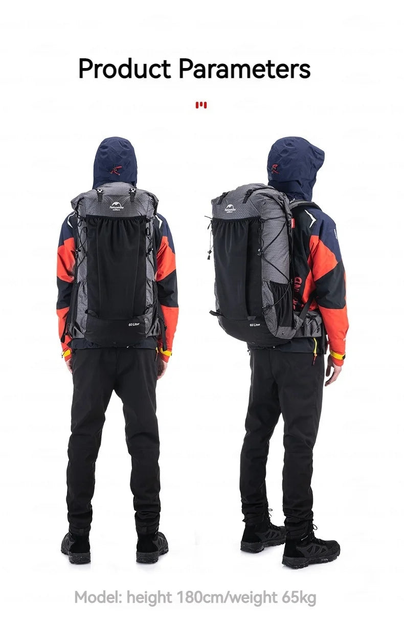 Naturehike Rock Series Camping Backpack 60 + 5L Large Capacity Travel Outdoor Bags 40 + 5L Ultralight Waterproof Hiking Backpack