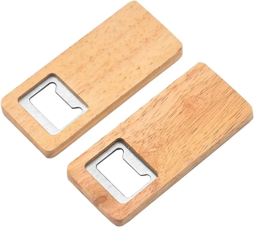 10-50PCS Wood Beer Bottle Opener with Wooden Handle Corkscrew Steel Square Openers Bar Kitchen Wedding Party Gift DIY Crafts