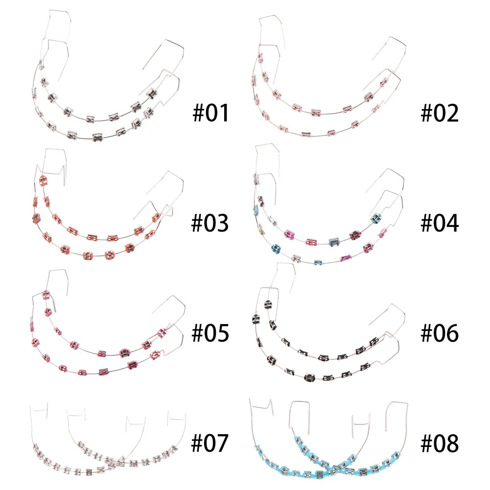 1 Pair Temporary Tooth Decoration Dental Fake Braces with Metal Wires & Bracket Dental Metal Bracket Dental Tool for Tooth Decor