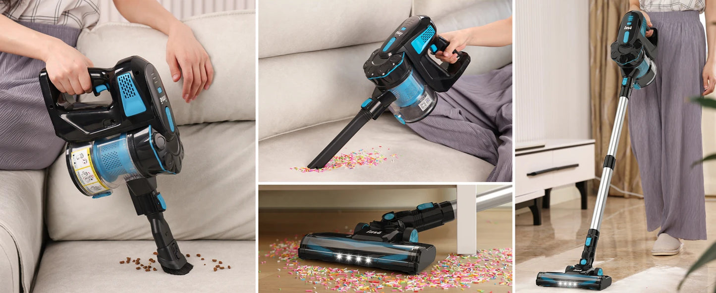 INSE Cordless Vacuum Cleaner, 20KPa Stick Vacuum up to 40min Runtime, 6-in-1 Cordless Stick Vacuum for Household Cleaning