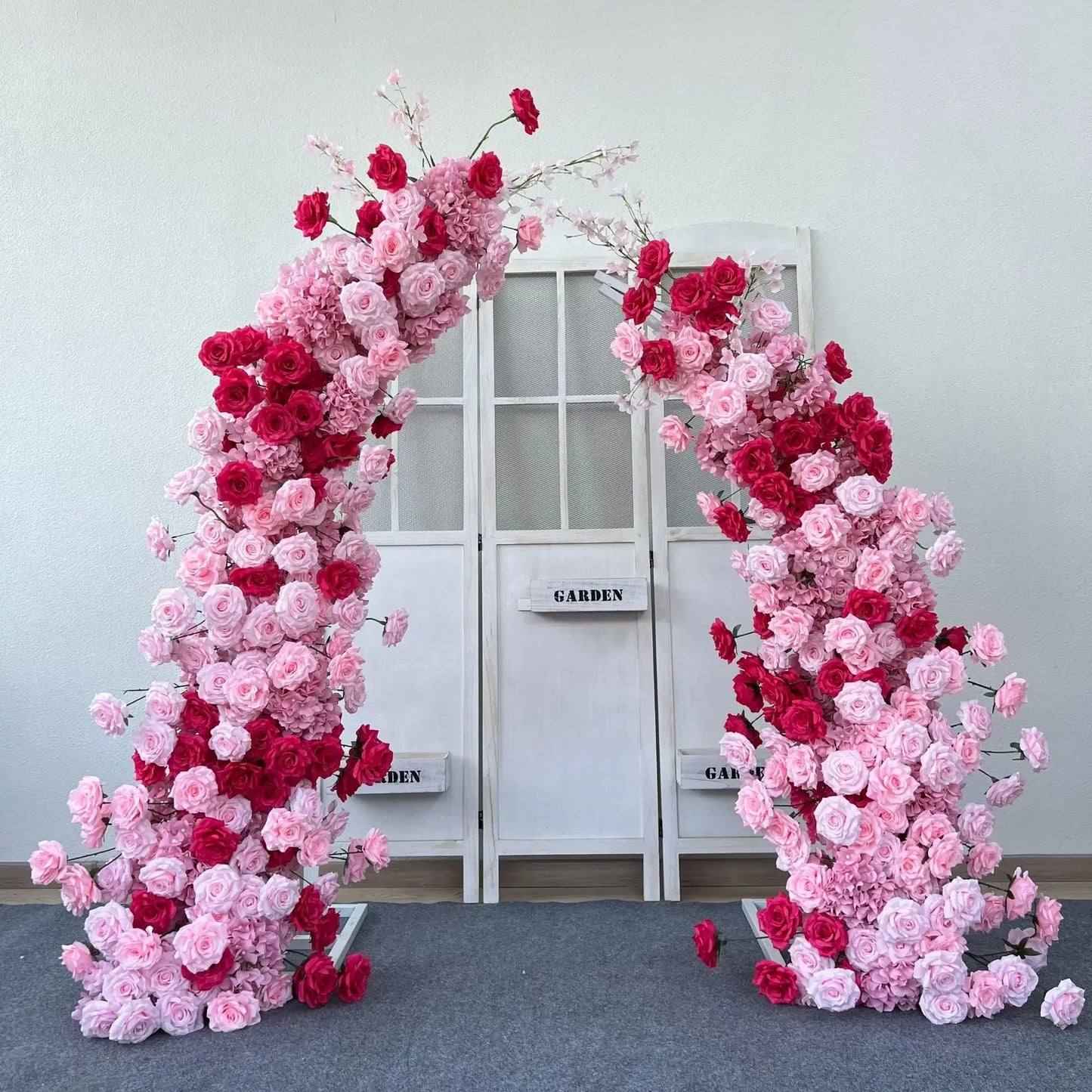 Trumpet Arch Artificial Flower Arrangement, Moon Shape, Wedding Background Props, Party Decoration, Luxury