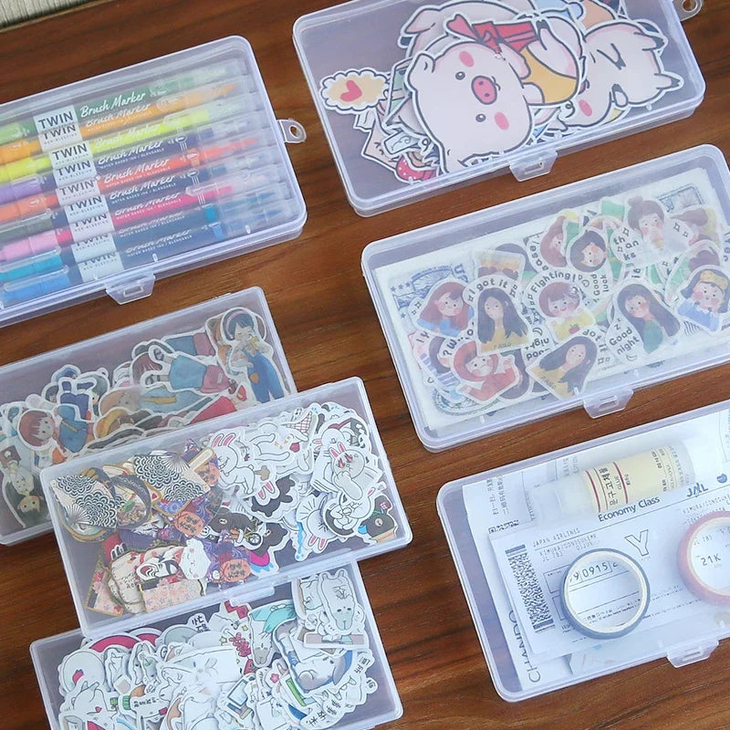Large-Size Clear Plastic Desk Organizer: Transparent Storage Box with Sorting Function for Student Stationery