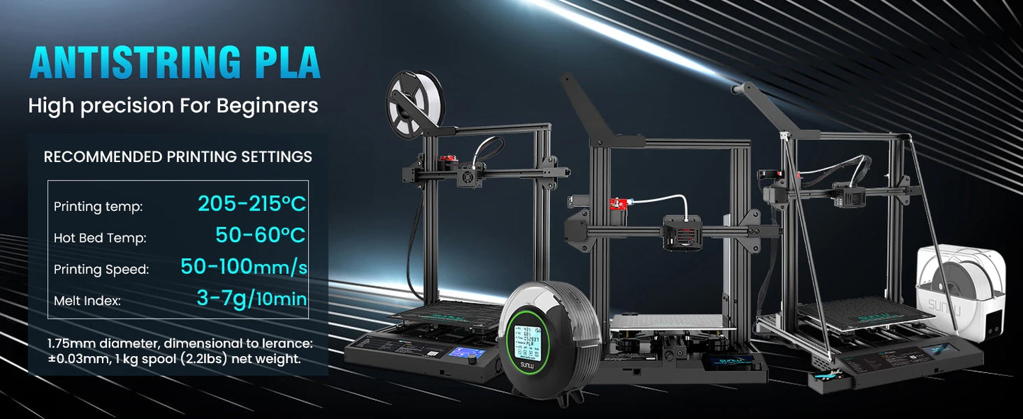 SUNLU 5KG 3D Filament PLA+/PLA+2.0/AntiString PLA /PLA Meta/High Speed PLA Filamnet 1.75mm 1KG Filament for 3D Printer& 3D Pen