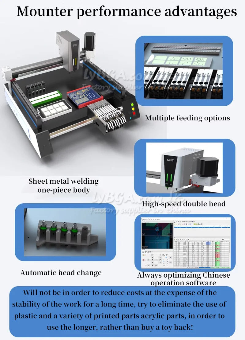 K1 PRO Automatic SMT Pick Place Machine Chip Mounter LED SMD Dual Heads Triple Vision Camera System High Speed Nozzles