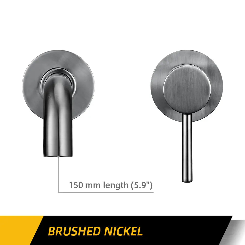 Bagnolux Ronda Stainless Steel Solid Brass Trim Taps 2 Hole Wall-Faucet Set Hot Anc Cold Water Bathroom Sink Mixer Small Tap