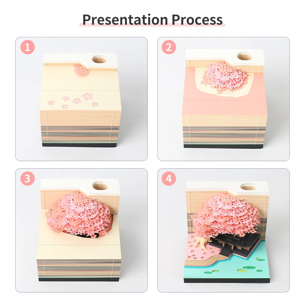 Castl Desk Calendar 2025 Tear-Away 3D Calendar Memo Pad Creative Desk Calendar DIY Notes Notepad 3D Art Calendar Paper