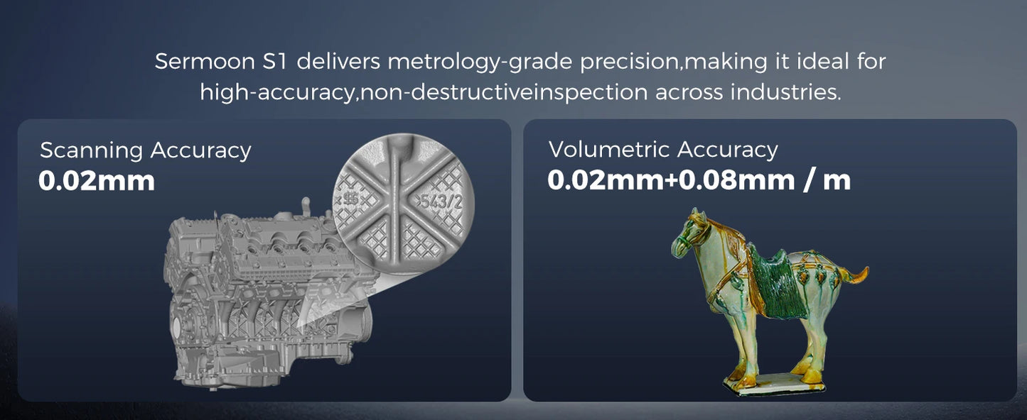 Creality Sermoon S1 High-Precision 0.02mm 3D Scanner 34+7+1 Blue Laser Line/NIR Accuracy 90FPS Deep Hole scanning