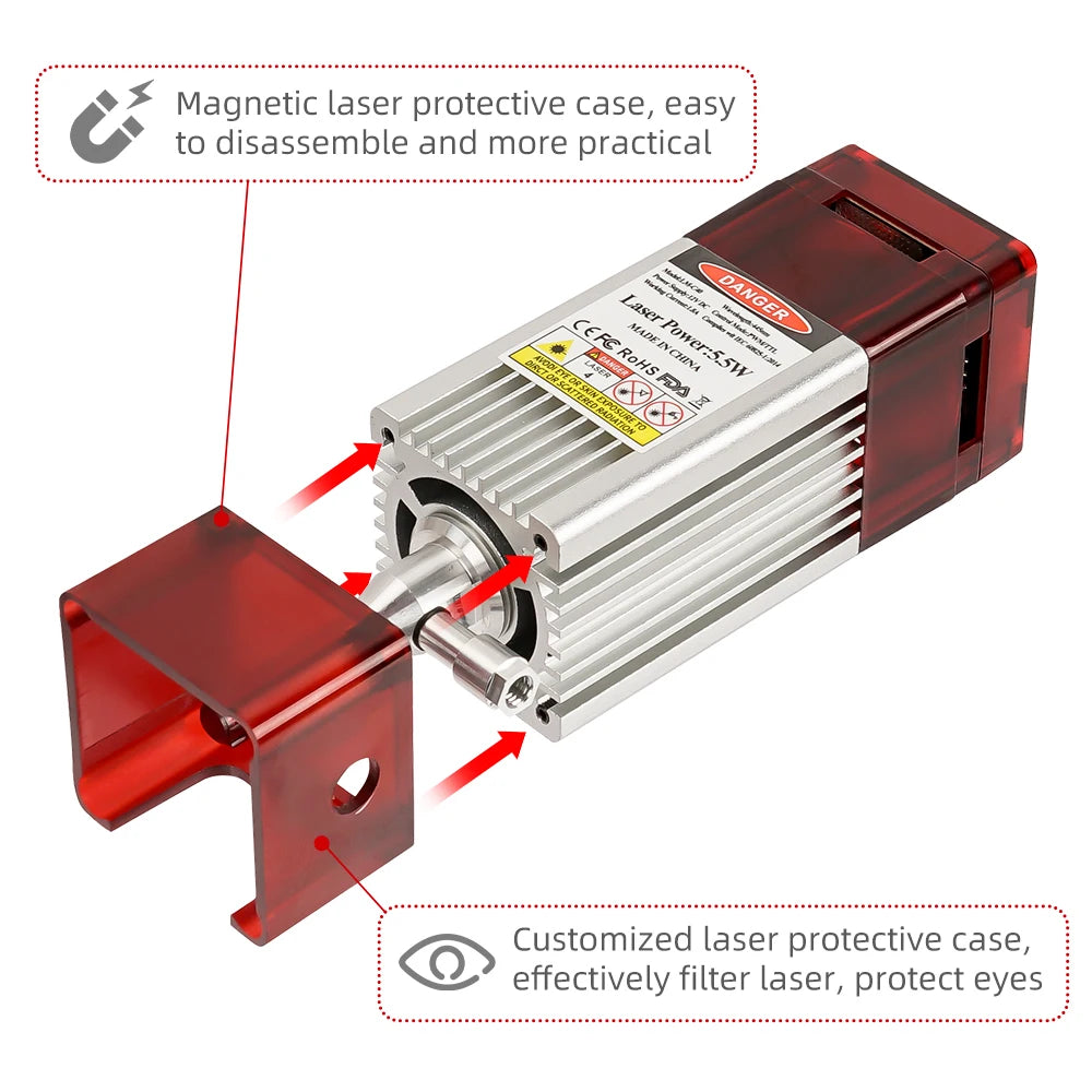 80W Laser Module with Air Assist 10W Laser Engraving Head 450nm Blue Laser Head TTL Module for CNC Laser Cutting Machine Tools