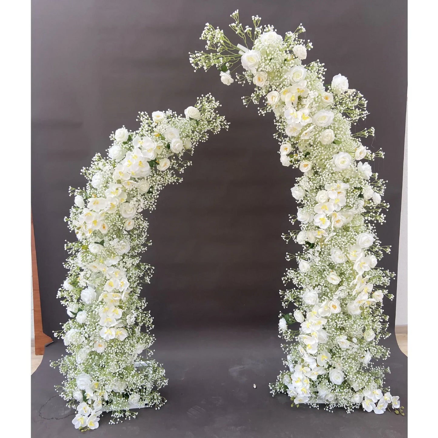Trumpet Arch Artificial Flower Arrangement, Moon Shape, Wedding Background Props, Party Decoration, Luxury