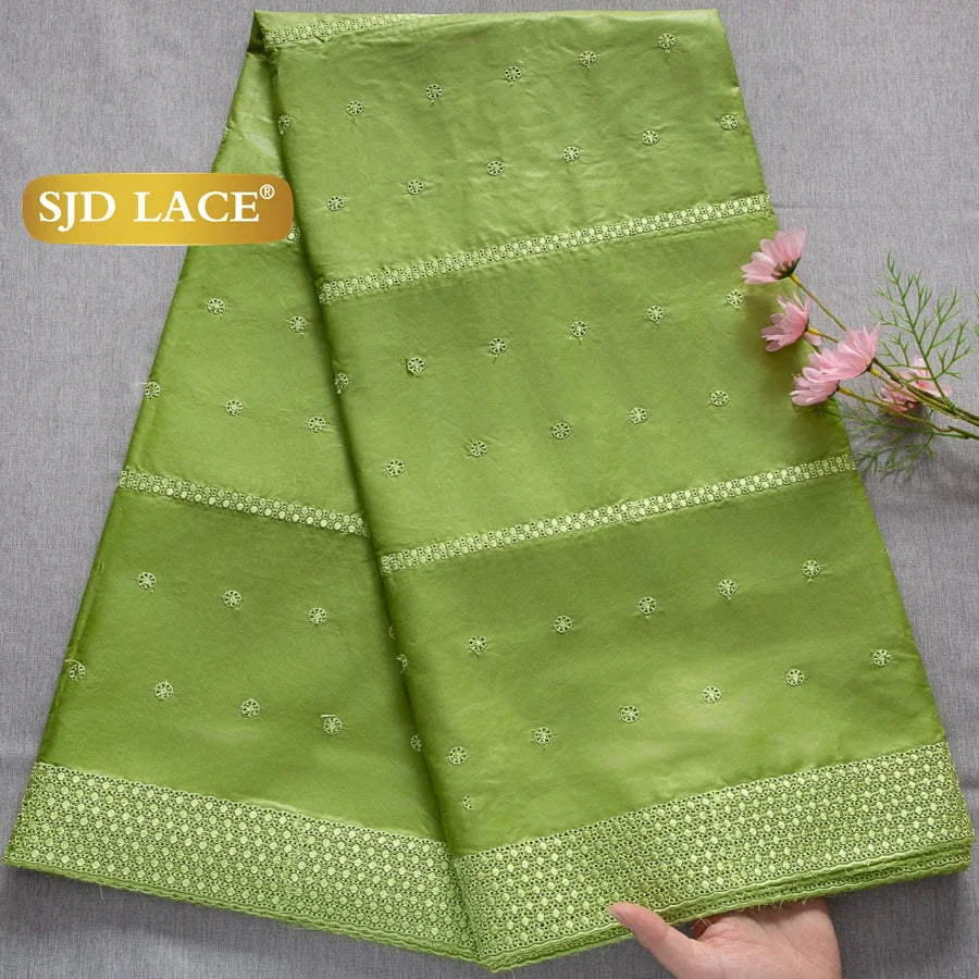 SJD LACE Swiss Voile Lace Fabrics Dubai African Cotton 5 Yards 2026 Latest African Nigerian Cotton Lace for Dresses Sew 4662