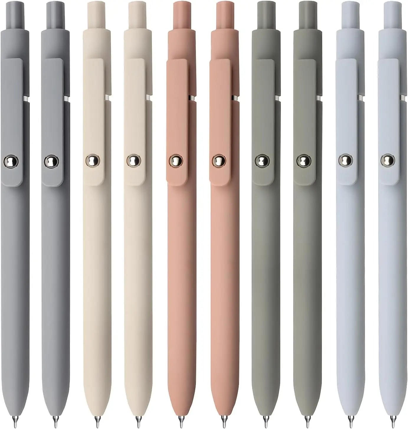 Gel pen, 5 0.5mm black ink pens, silicone grip, high-end series metal clip retractable pen (vintage)