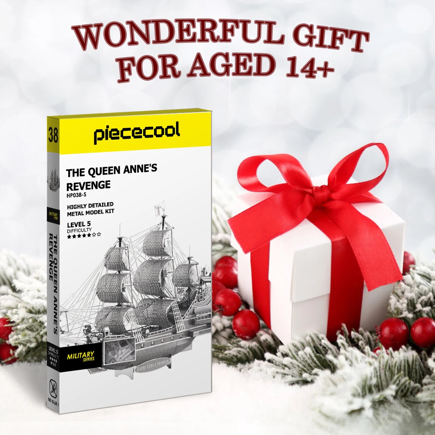 Piececool Model Building Kits The Queen Anne's Revenge 3D Metal Puzzle DIY Toys Jigsaw Home Decoration Gifts for Teens