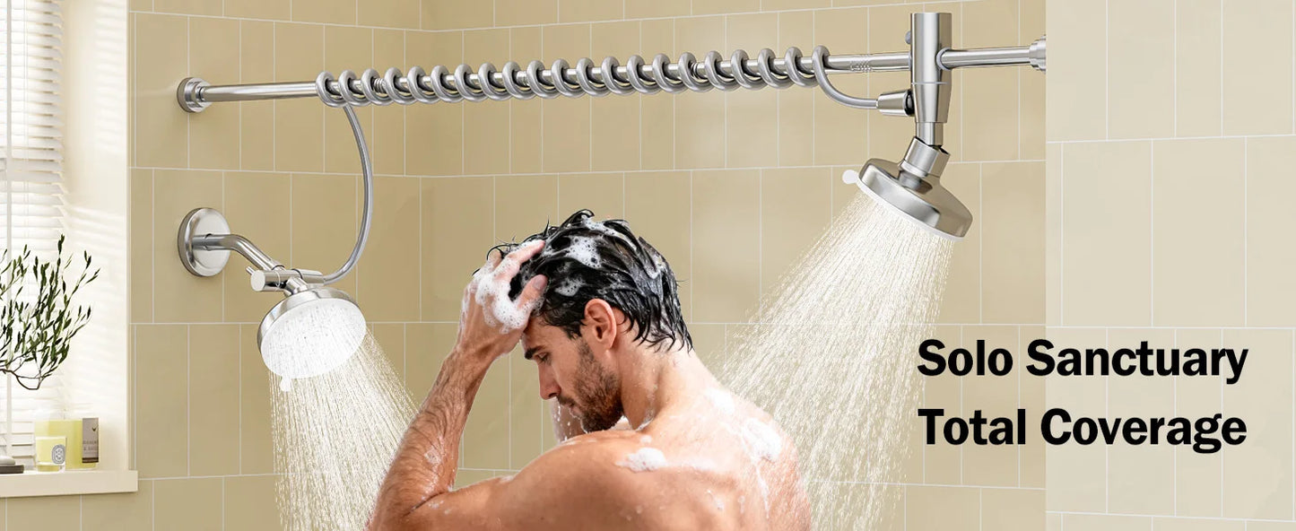 Tandem Shower Head For Couples, Dual Shower Head with Original Adjustable Slider, High Pressure Double Shower Head for Two