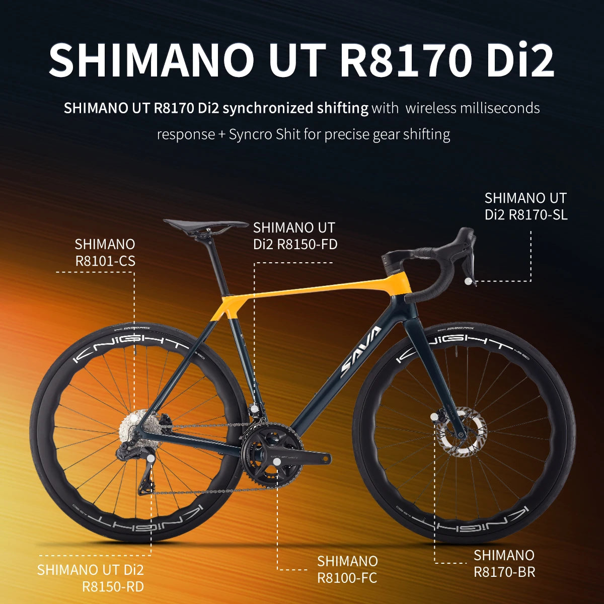 SAVA AEROX SLR8 Full Carbon Fiber Electronic Shift Road Bike Racing Road Bike 7.3kg with SHIMAN0 ULTEGRA 8170 Di2 Kit.