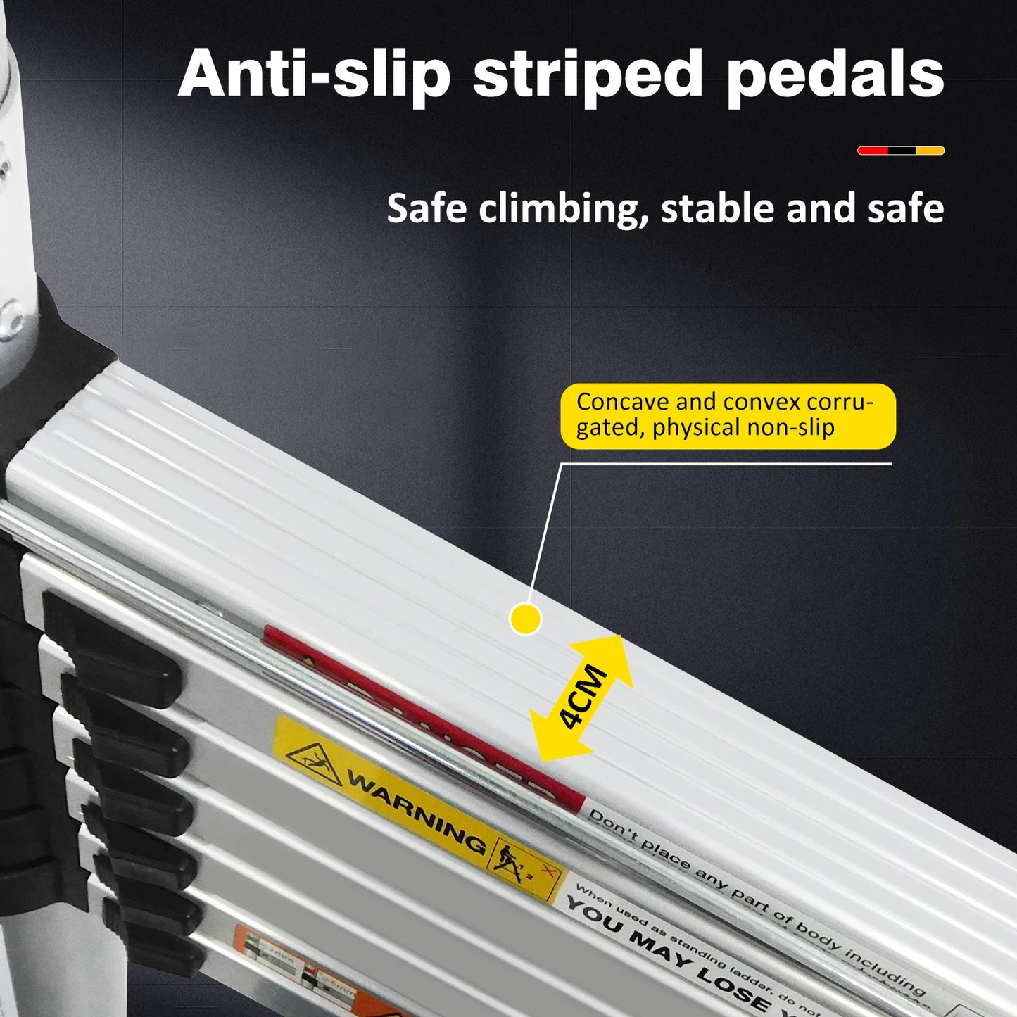 3.8M/5M Portable Folding Ladder ,Household  Telescopic A-Frame & Vertical Ladder , Aluminum & Stainless Steel, No Slip,150kg