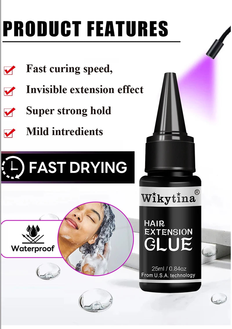V Light Hair Extensions Set with UV Glue Hair Extension Kit Technology and Tools for Easy Application and Salon Quality Results