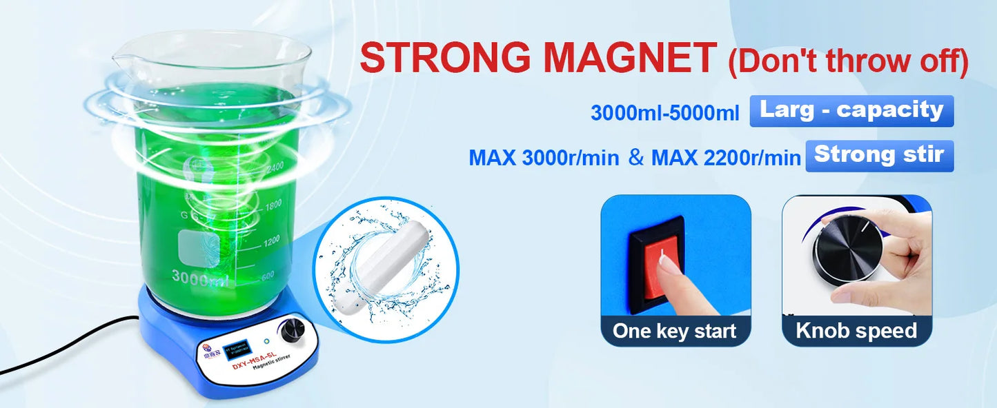 DXY 3000ml 5000ml Mini Magnetic Stirrer Digital Display Liquid Mixer Vortex Equipment With two Stir Bar