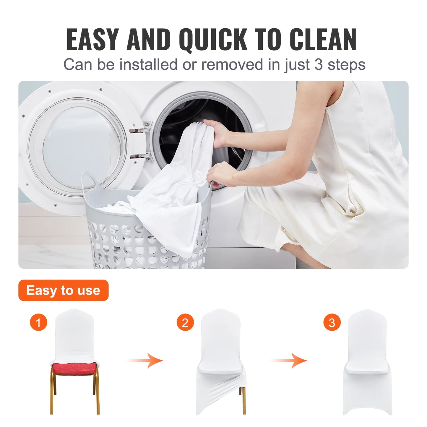 SucceBuy 12-100pcs Stretch Spandex Chair Covers Universal Fitted Chair Cover Removable Washable Slipcovers for Wedding Holiday