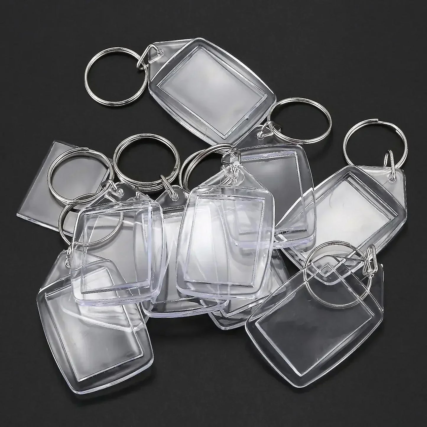 5/50pcs Transparent Rectangle Blank Clear Acrylic Insert Photo Picture Frame Keyring Keychain DIY Split Ring Key Chain 2035