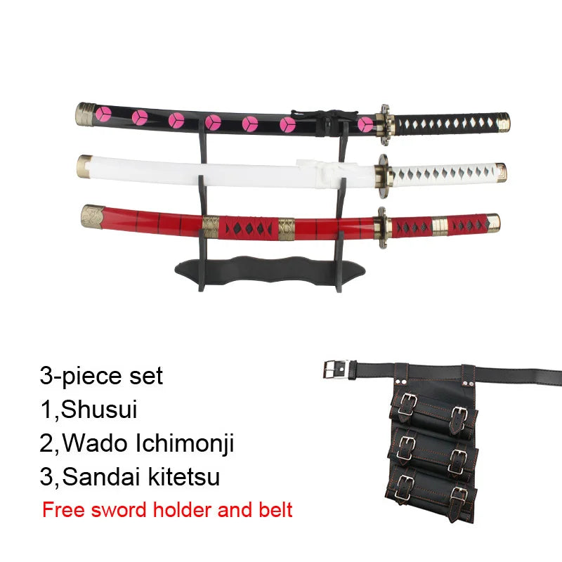 80cm/31.5"Roronoa Zoro Katana Anime Sword  Cosplay Weapons Props 3pc Toy Sword Set  Shusui Lchimonji  Sandai Kitetsu