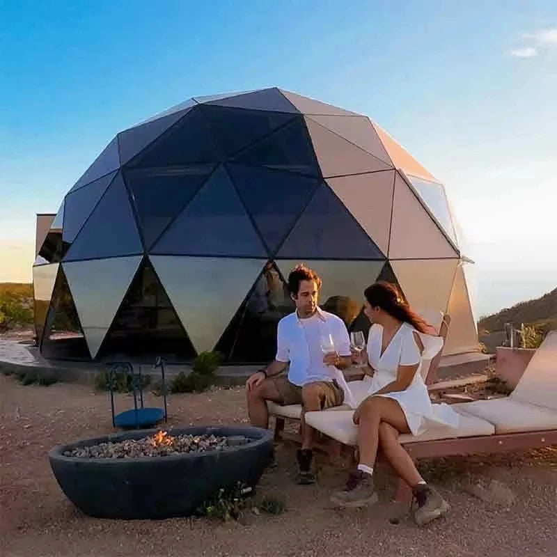 Glass Dome Hotel Tent Hexagonal Tempered Glass House Igloo Geodesic luminum Frame Outdoor Luxury Resort Round Camping