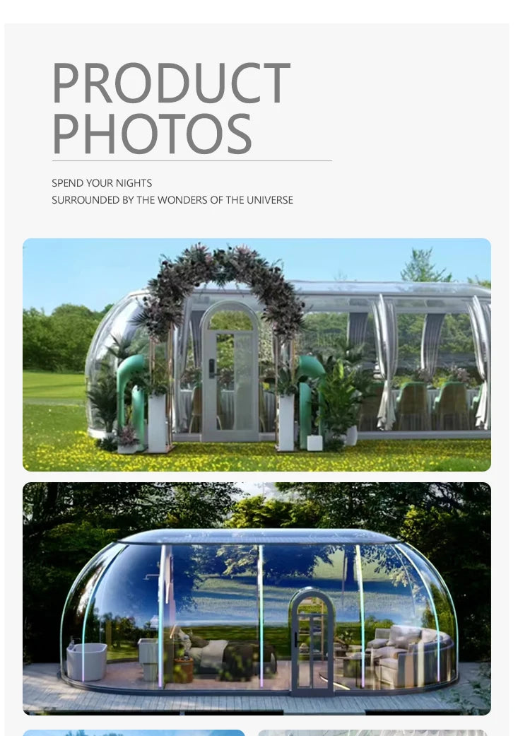 5.9m Outdoor Dome Tent Camping Transparent Starry Sky Capsule Tent PC Dome Tent All-Weather Protection Immersive Experience