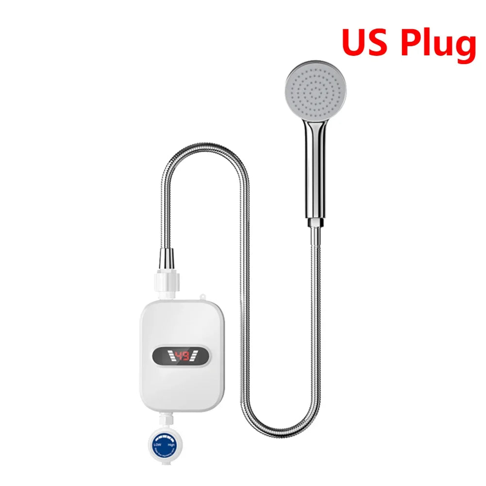 3500W 220V Tankless Water Heater Overheating Protection Portable Water Heater with LCD Temperature Display Use for RV Cabin Barn