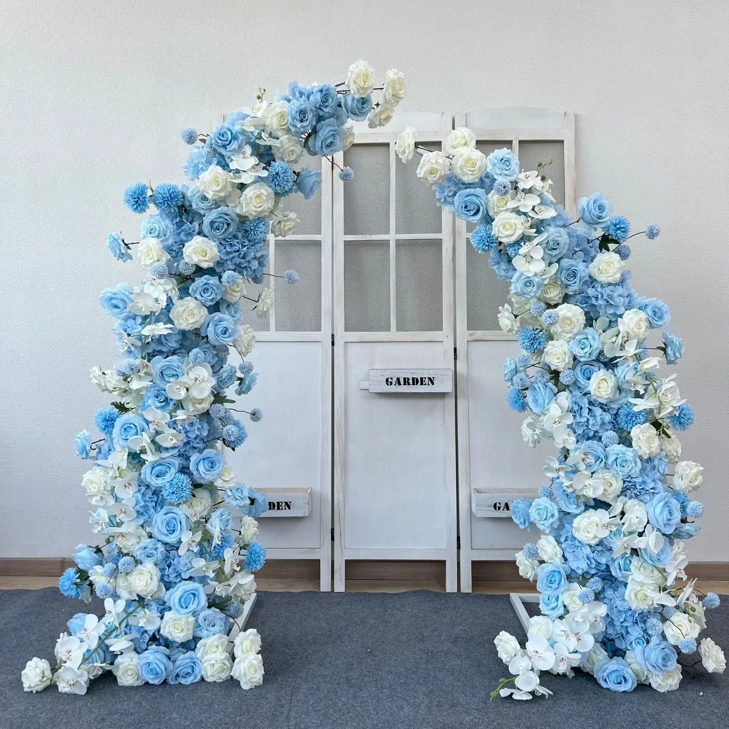 Trumpet Arch Artificial Flower Arrangement, Moon Shape, Wedding Background Props, Party Decoration, Luxury