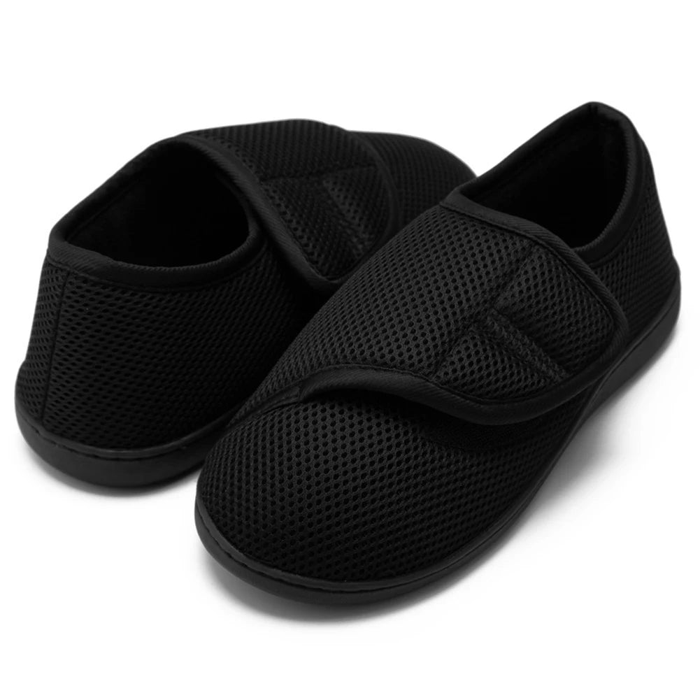 Unisex Diabetic Shoes Wide Walking Shoes Plush Lining Slip-On Orthopedic Shoes Hook and Loop Sneakers for Swollen Feet