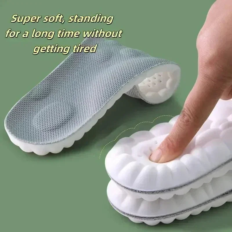 4D Cloud Air Cushion Insoles: Memory Foam Comfort + Acupressure Massage, Sweat-Absorbent Design