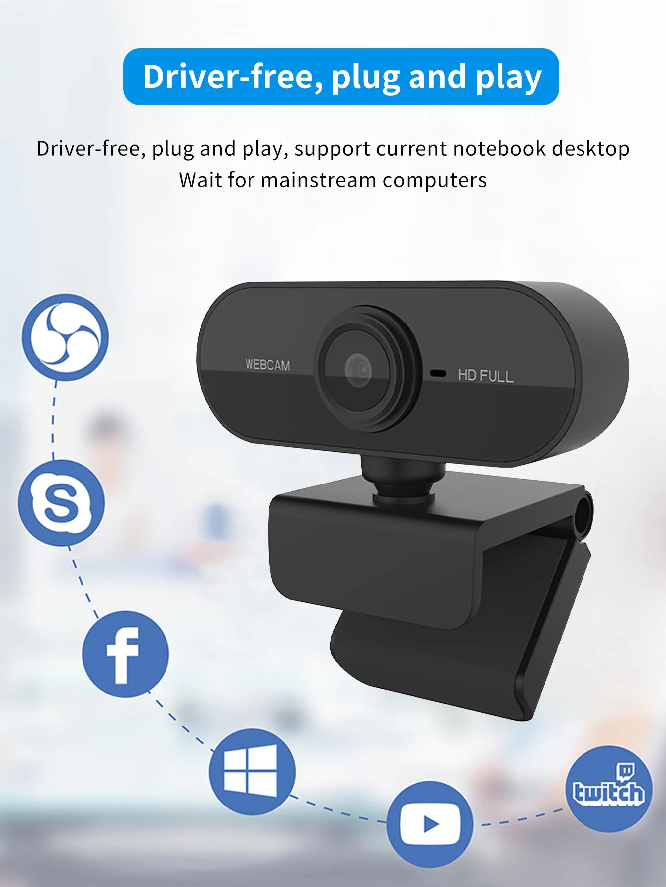 Computer camera 1080P network high-definition USB live streaming camera Driver-free online classes and meetings live streaming W