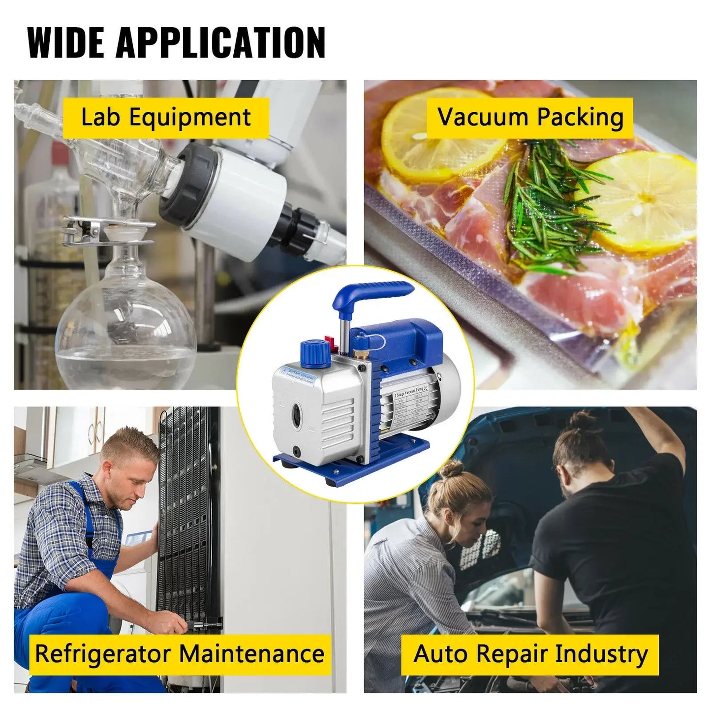 SIHAO 4.8CFM 1/3HP Refrigeration Vacuum Pump Air Conditioning for Automobile Vacuum Evacuation Car Refrigeration Repair Tools