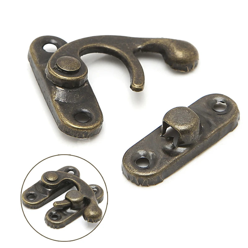 10x Antique Metal Catch Curved Buckle Horn Lock Clasp Hook Jewelry Box Padlock Drop Shipping