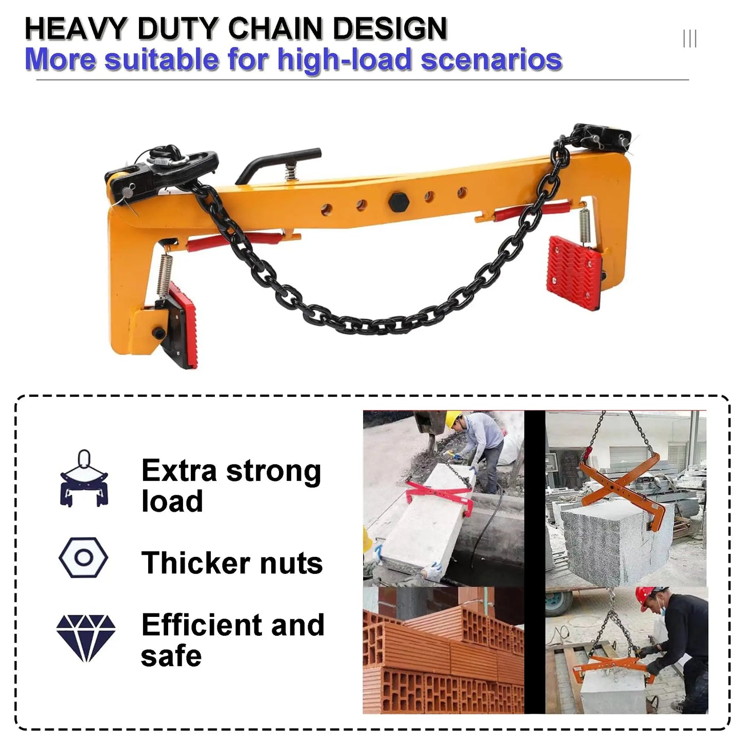 Granite Slab Lifting Clamp Chain 325/350/500/600kg Adjustable Roadside Stone Heavy Lifting Clamps for Granite Stone Marble