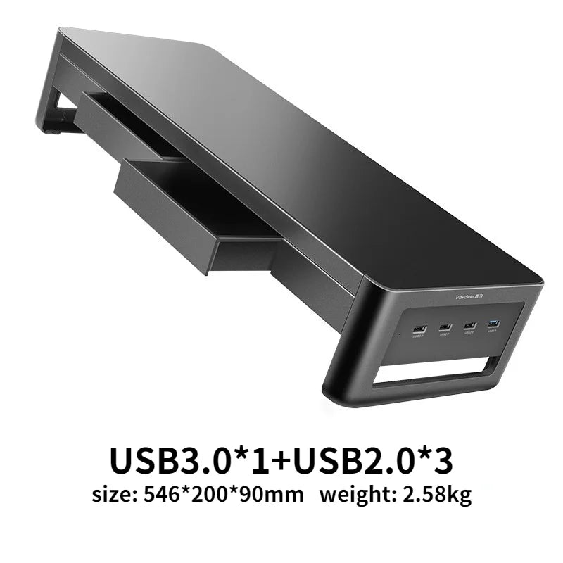 VAYDEER Monitor Stand Riser with USB3.0 Hub Support Data Transfer and Charging Steel Desk Organizer for Laptop Computer