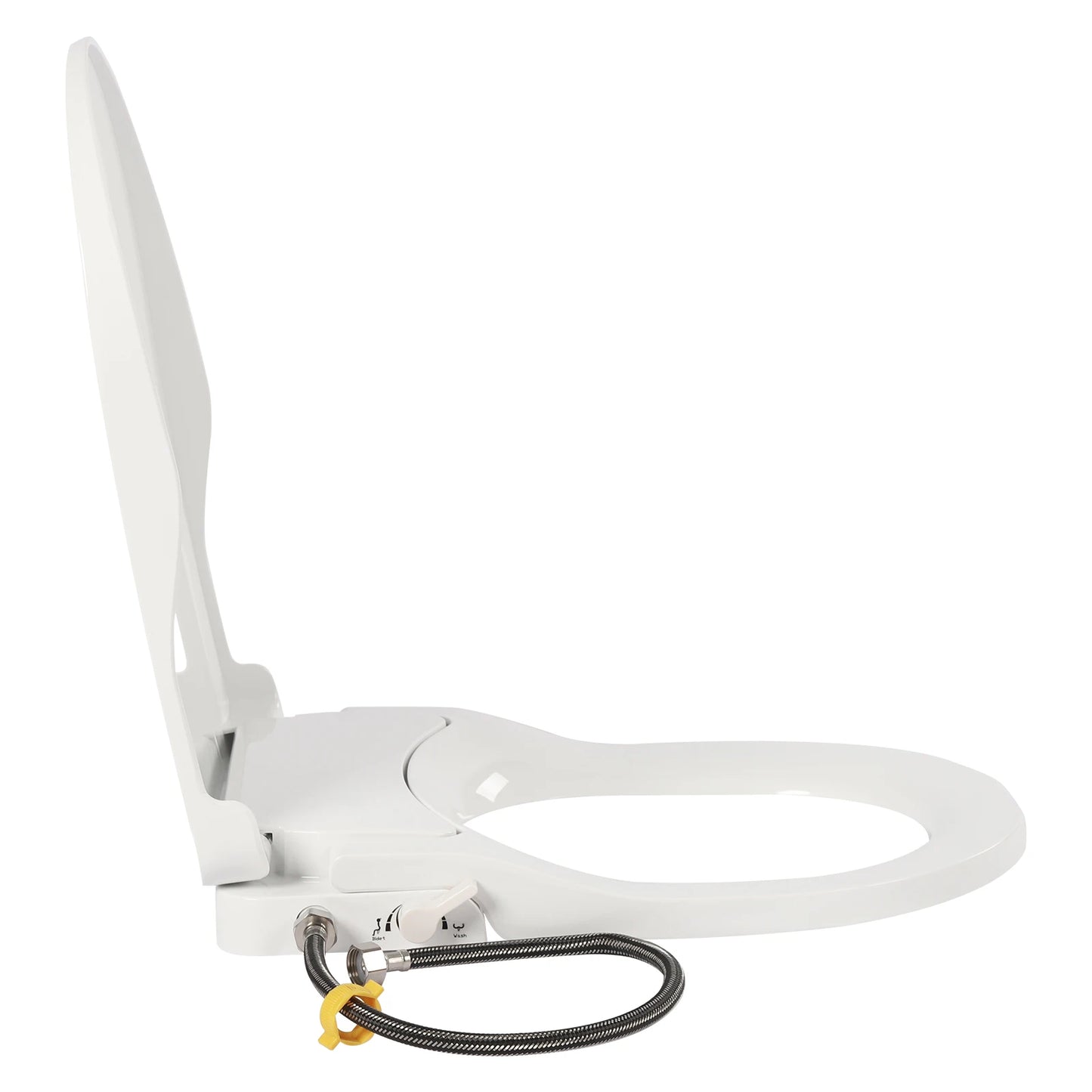 White D-Type PP Non-Electric Bidet Toilet Seat for Elongated Toilets Dual Nozzle System 48x35x7.8cm Bidet Seat