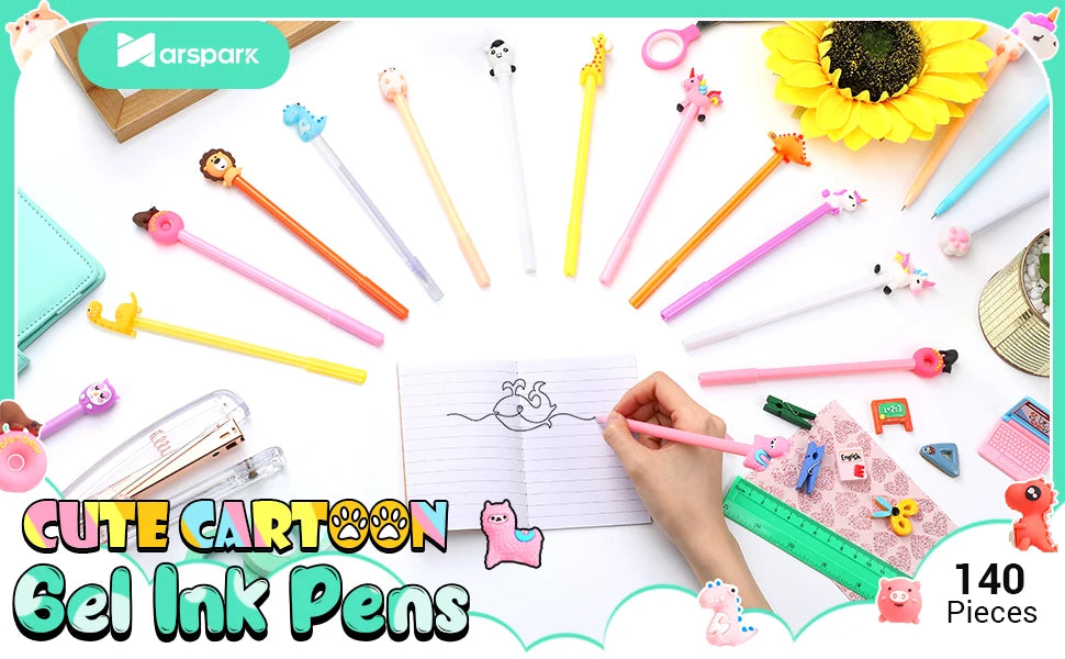 50 Pcs Mixed Gel Ink Pens Black Ink Cool Pens Cute Bulk Assorted Style Novelty Office Supplies Stationery Back to School Season