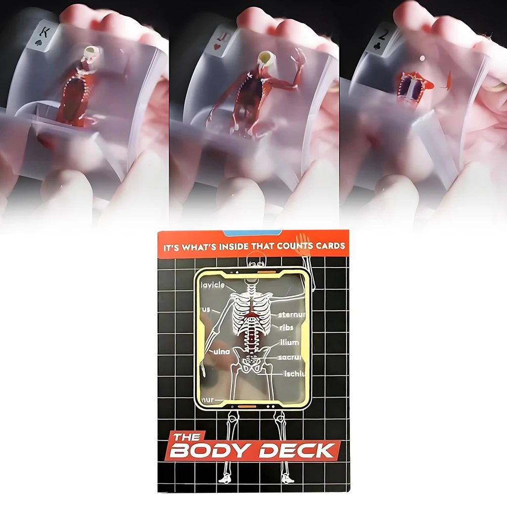 Funny Anatomy Poker Reusable Body Transparent Playing Cards Multi-Purpose Human Anatomy Playing Cards for Friend Gifts
