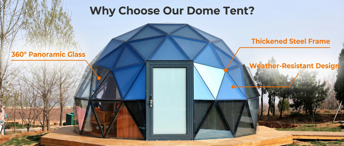 Glass Dome Hotel Tent Hexagonal Tempered Glass House Igloo Geodesic luminum Frame Outdoor Luxury Resort Round Camping