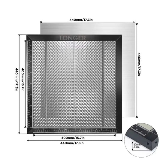 LONGER Honeycomb 440*440*22mm Working Table Honeycomb Laser lazer Bed Aluminum Mesh Panel for Laser Engraver Engraving Machine