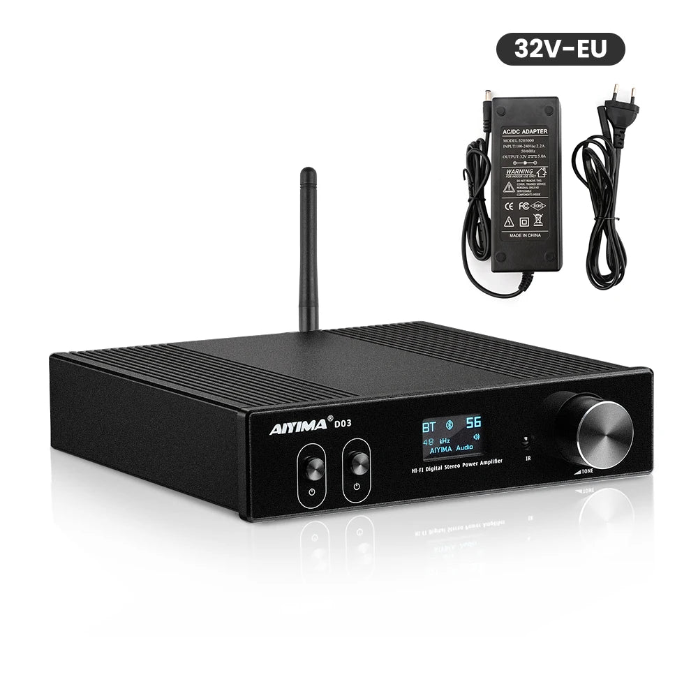 AIYIMA D03 Bluetooth Amplifier 150Wx2 Stereo HiFi Sound Amplificador Subwoofer Amplifiers USB DAC OLED APTX DIY 2.1 Home Audio