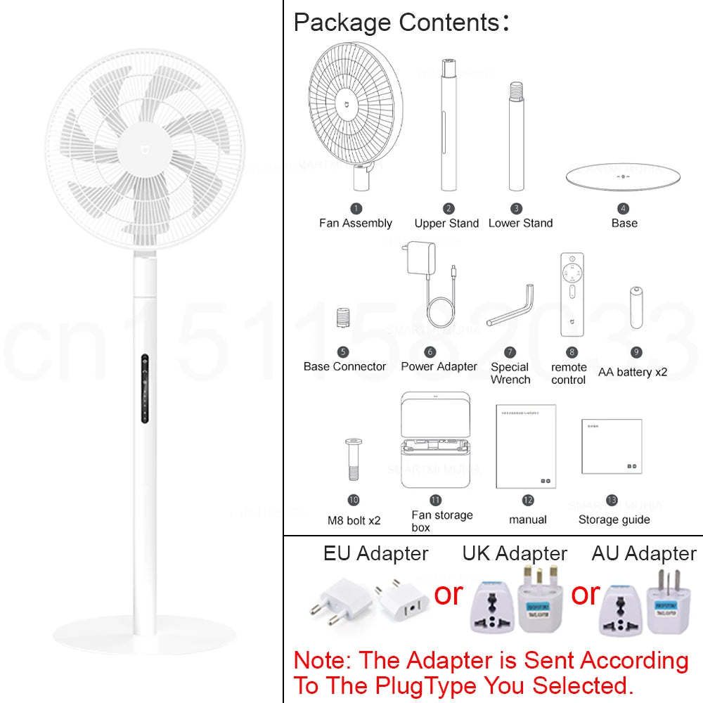 XIAOMI MIJIA DC Inverter Floor Fan Pro,Ultra-Thin Design,Retractable Storage,100 Air Flow Settings,Quiet Operation,Electric Fans