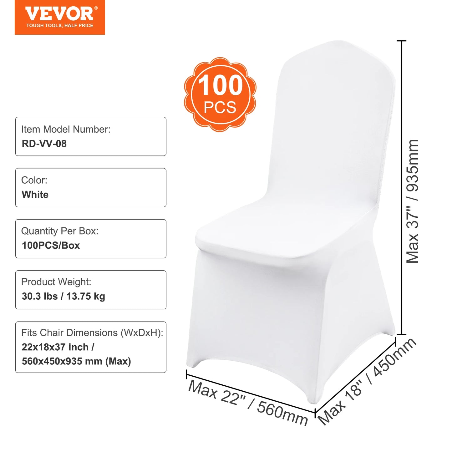 SucceBuy12/30/50/100Pcs Wedding Chair Cover Spandex Stretch Slipcover for Restaurant Banquet Hotel Dining Party White Cover
