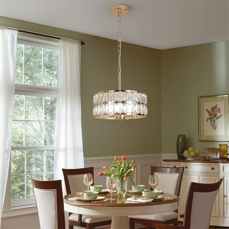 K9 Crystal Dining Table Pendant Lamp Bedroom Hanging Lamp Retro Luxury Style Suitable For Kitchen Plafon Ceiling Chandelier