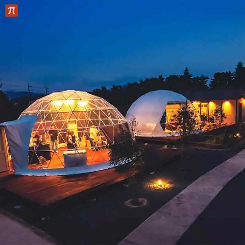 Source Factory Transparent Geodesic Luxury Dome Hotel Tents Resort  Glamping Dome Half Domos Pvc Geodesic Dome for Camping Tents