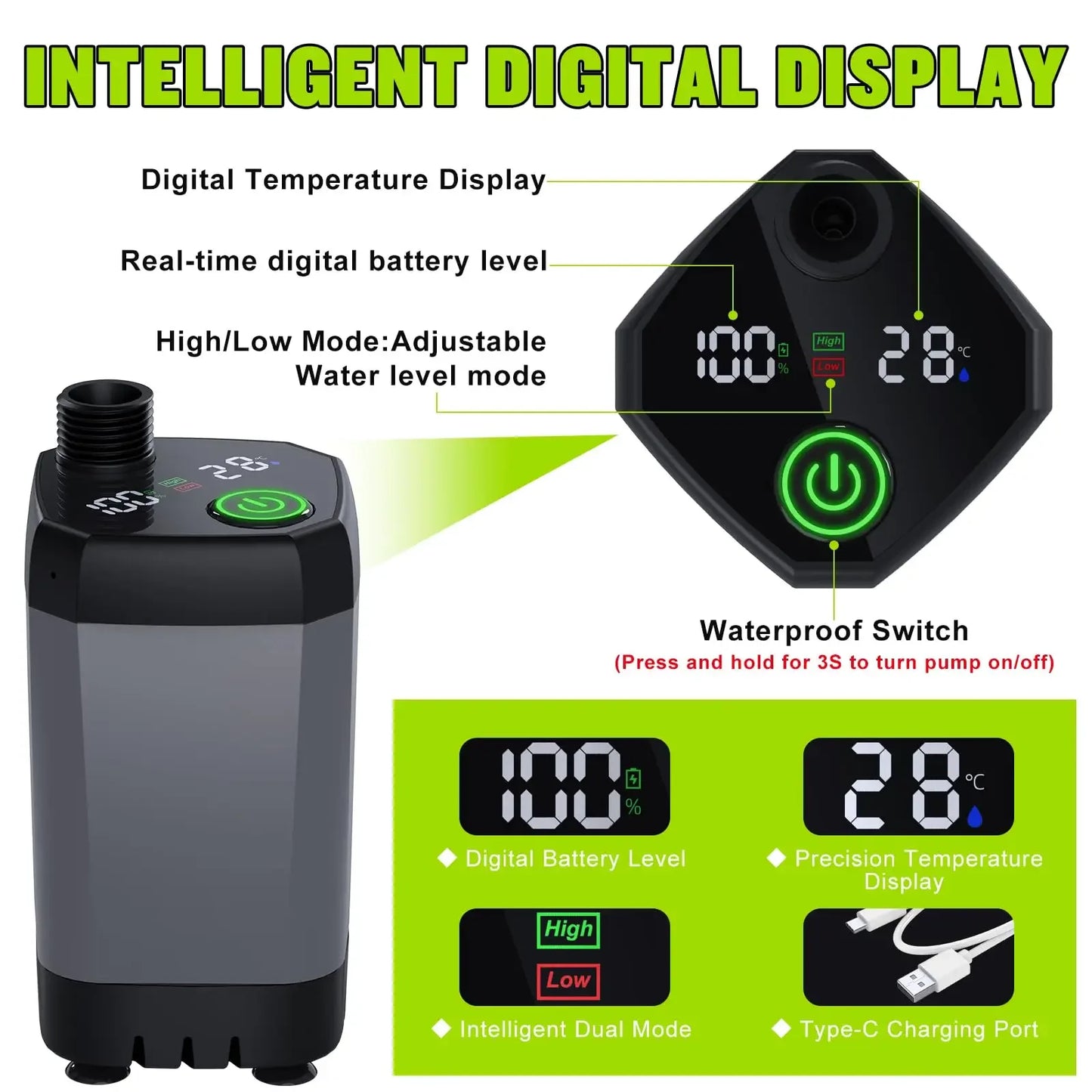 Portable Shower for Camping, 6000mAh Rechargeable Camping Shower, 4 Spray Modes