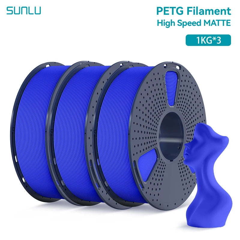 SUNLU 3KG High Speed Matte PETG Filament 1.75mm 1kg Spool (2.2lbs) High Speed Printing Filament Fit Most FDM Printer