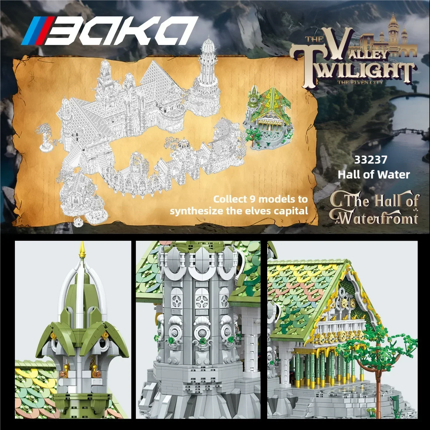 European Elf City Building Blocks Set Nine-in-one Giant Palace Models Bricks Desktop Decoration Diy Toys For Kids Holiday Gifts